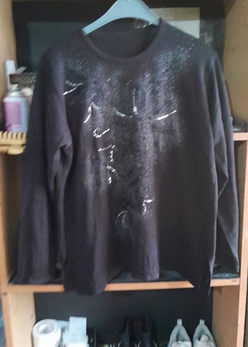 Siyah Baskılı Uzun Kollu Hamile Tişörtü - Görsel 3