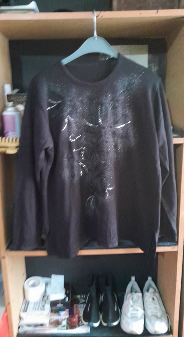 Siyah Baskılı Uzun Kollu Hamile Tişörtü - Görsel 3