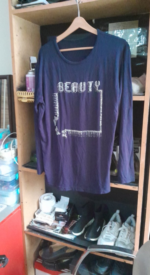 Mor Uzun Kollu Hamile Tişörtü Payetli - Görsel 3