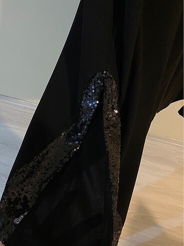 Pul İşlemeli Şık Siyah Ferace - Görsel 5