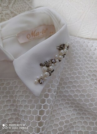 Dantel detayali kısa gomlek - Görsel 2