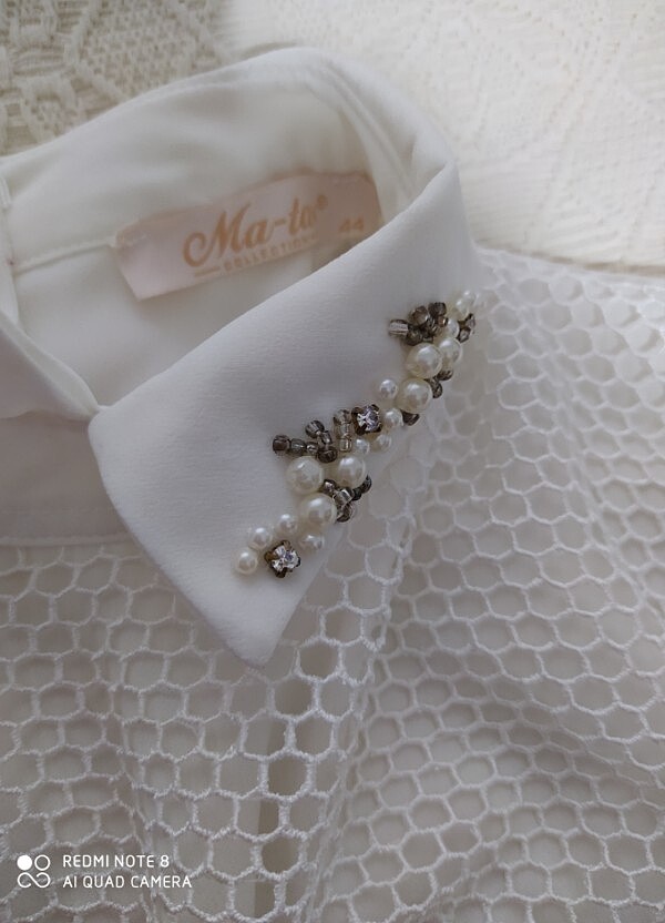 Dantel detayali kısa gomlek - Görsel 2