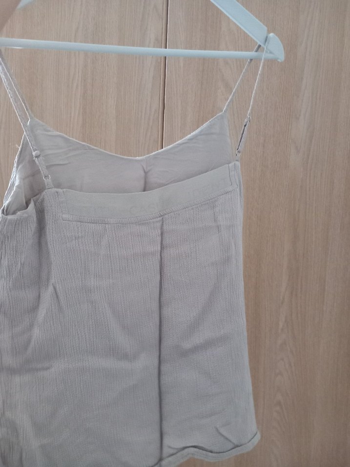 Bej Keten Askılı Salaş Kadın Atlet - Görsel 4