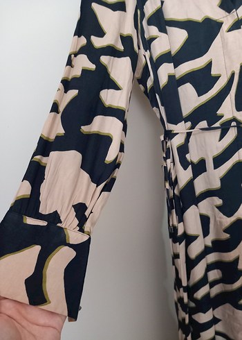 Bağlamalı V Yaka Kadın Uzun Elbise - Görsel 3