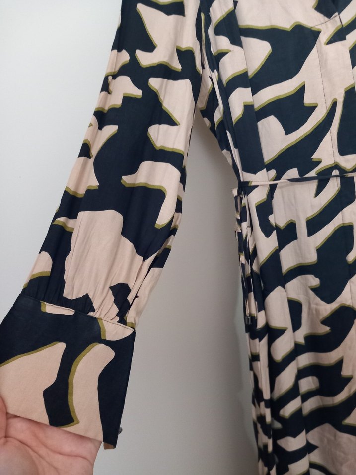 Bağlamalı V Yaka Kadın Uzun Elbise - Görsel 3