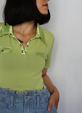 xs Beden Fıstık Yeşil bluz 
