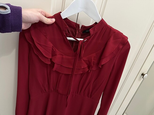 40 Beden TrendyolMilla Bordo Elbise