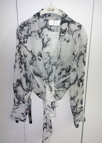 Mango Kadın Gri Tie-Dye Uzun KolluGömlek