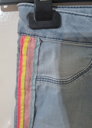 11-12 Yaş Beden Kiz cocuk şeritli kot pantolon