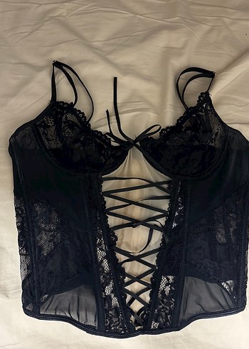 Siyah Dantel Detaylı korse - Görsel 2