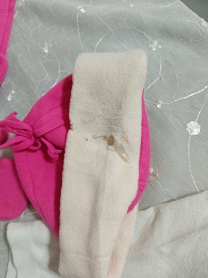 Çocuklar için renkli pembe baskılı atkı bere eldiven çorap - Görsel 3