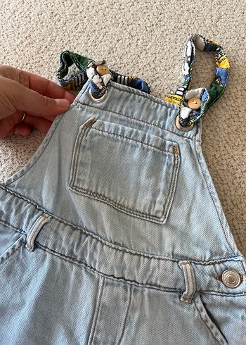 12-18 Ay Beden mavi Renk Kız Çocuk Gri Denim kot Tulum