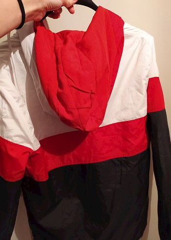 Kırmızı Siyah Yarım Fermuarlı yağmurlul defacto - Görsel 2