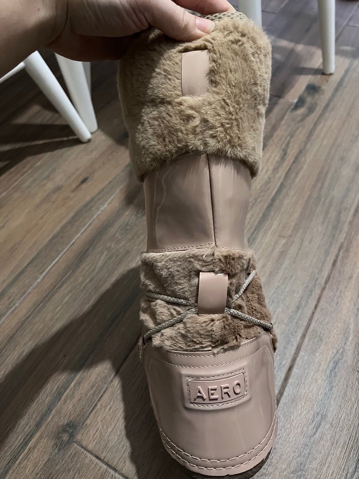 Bej Süet Kürklü Dolgu Topuk Kadın Bot - Görsel 3