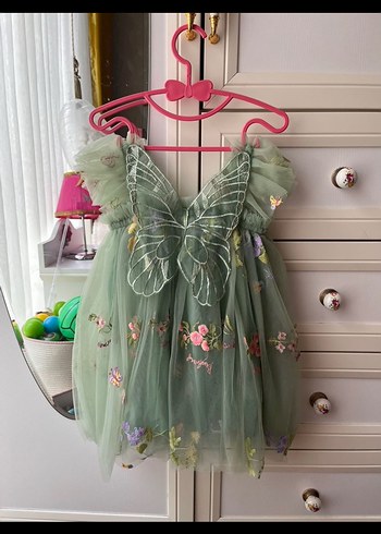 Yeşil Nakışlı Kız Çocuk Elbisesi - Görsel 2