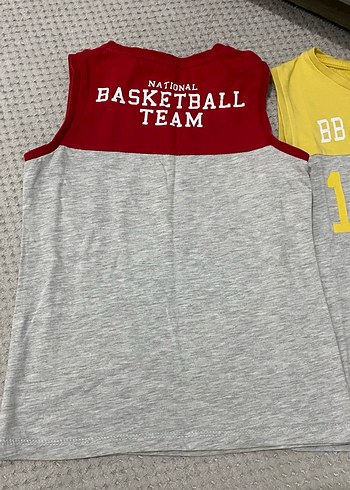 Erkek Kolsuz Gri Kırmızı Pamuklu Tişört - Görsel 2