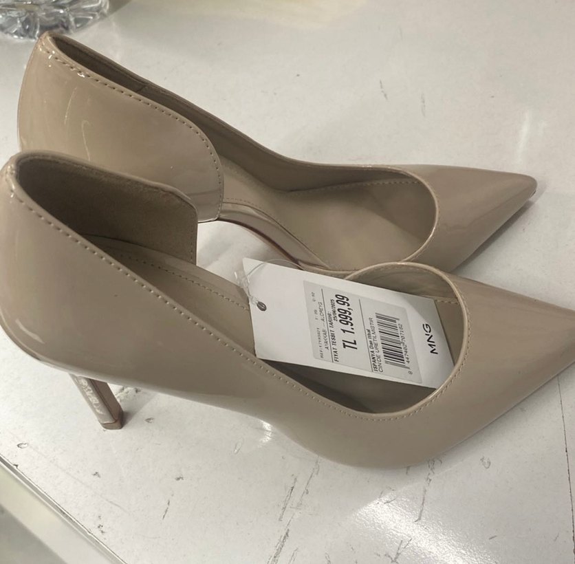 Bej Asimetrik Topuklu Stiletto - Görsel 2