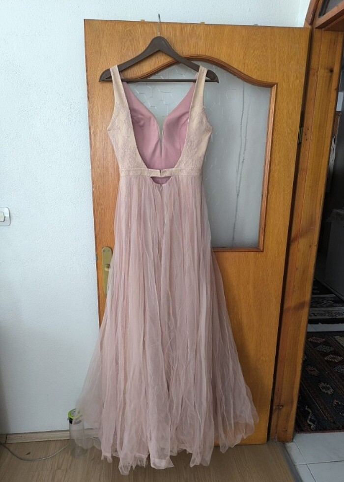 Somon rengi mezuniyet gece elbisesi - Görsel 2