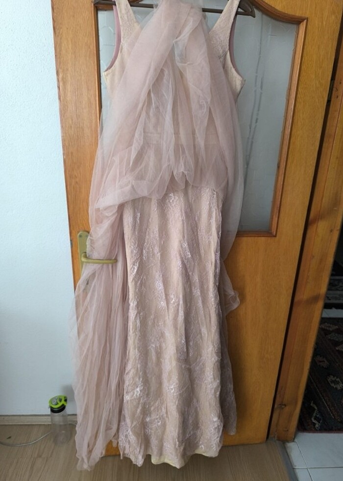 Somon rengi mezuniyet gece elbisesi - Görsel 3