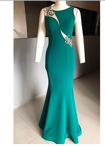 Zümrüt yeşili tasarım gece  abiye elbise - Görsel 8