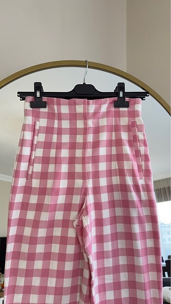 xs Beden Zara pembe kareli pantolon