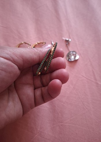Beden altın Renk Altın Renk Mini Vintage Küpe Seti