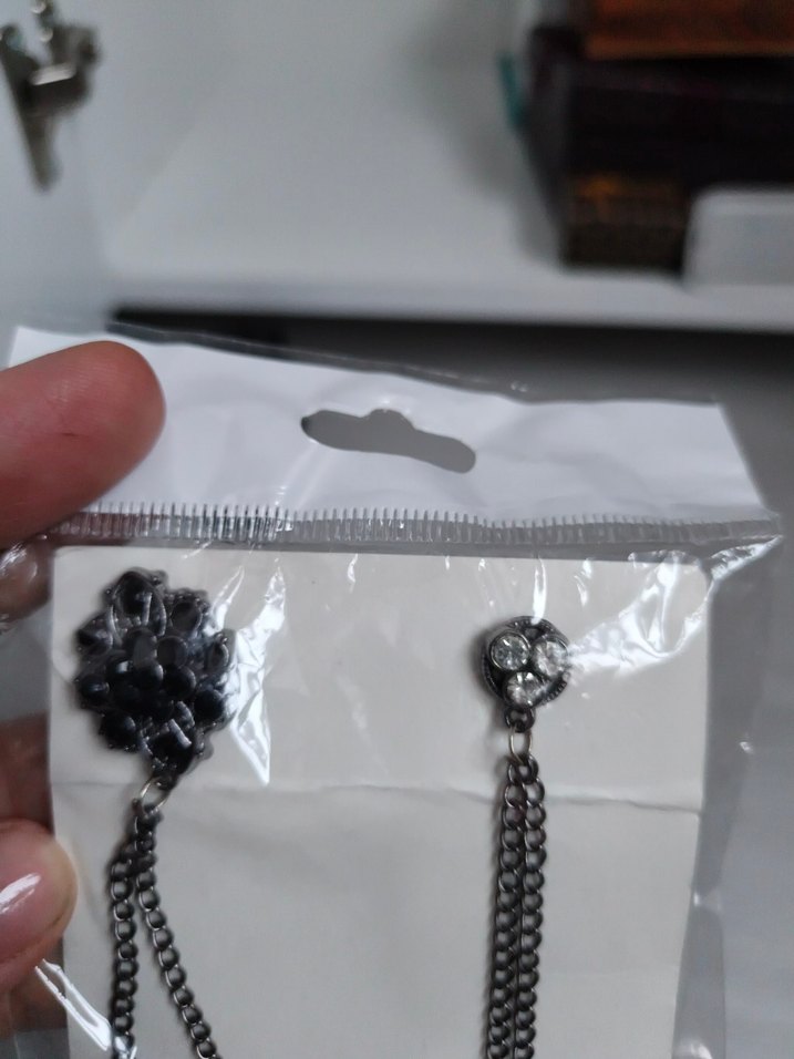 Zincir Detaylı Siyah yaka ve gömlek erkek aksesuarı. - Görsel 4