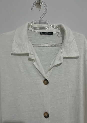 Düğmeli Beyaz Uzun Kadın Elbise - Görsel 2