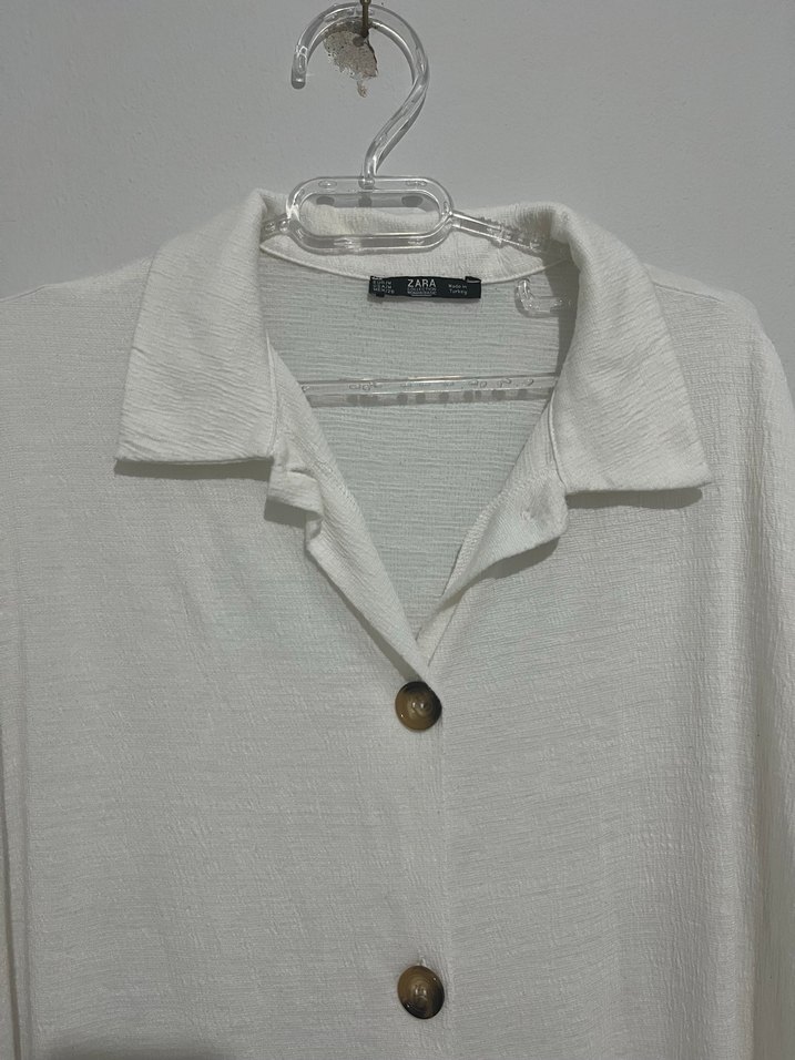 Düğmeli Beyaz Uzun Kadın Elbise - Görsel 2