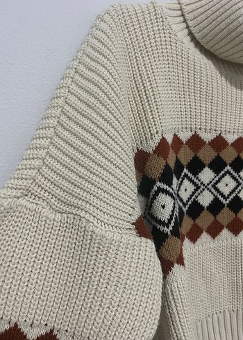 Bohem Nakışlı Boğazlı Kadın Kazak - Görsel 3