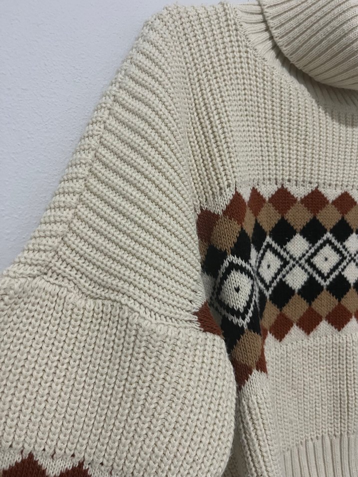 Bohem Nakışlı Boğazlı Kadın Kazak - Görsel 3