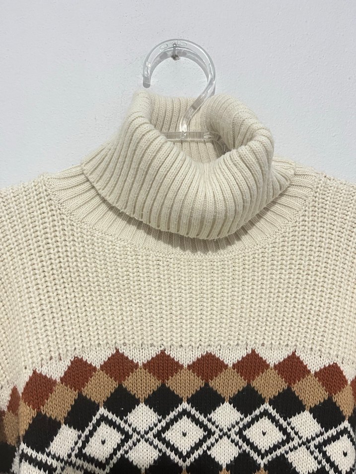 Bohem Nakışlı Boğazlı Kadın Kazak - Görsel 2