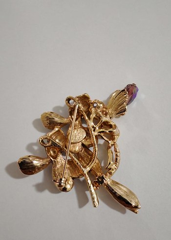 Boncuklu Mor Çiçekli Bohem Broş - Görsel 4