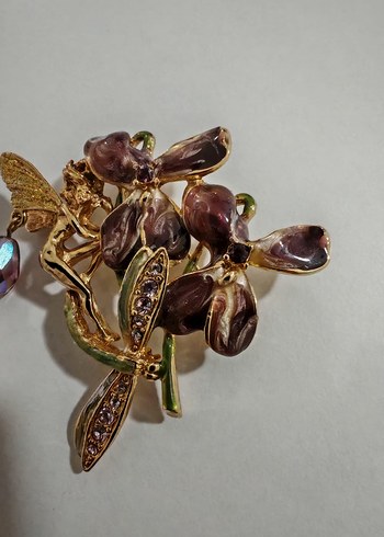 Boncuklu Mor Çiçekli Bohem Broş - Görsel 3