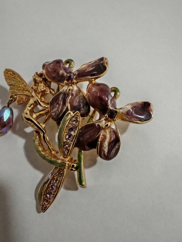 Boncuklu Mor Çiçekli Bohem Broş - Görsel 3