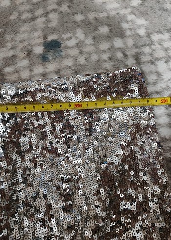 Gümüş Parlak Uzun Kadın Etek - Görsel 3