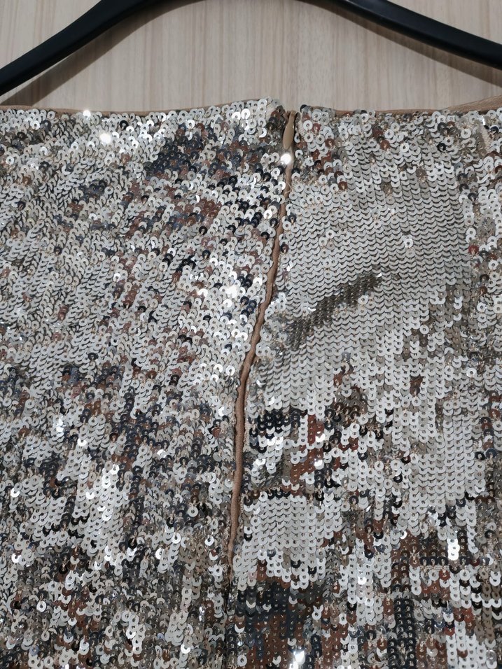 Gümüş Parlak Uzun Kadın Etek - Görsel 4