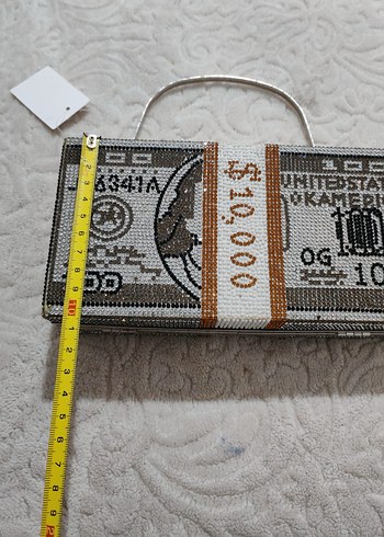 Pul İşlemeli Gri Kadın Portföy Çanta - Görsel 3