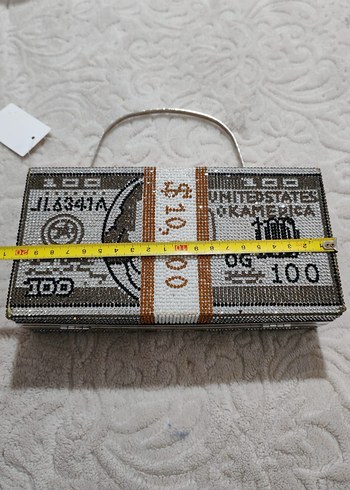 Pul İşlemeli Gri Kadın Portföy Çanta - Görsel 2