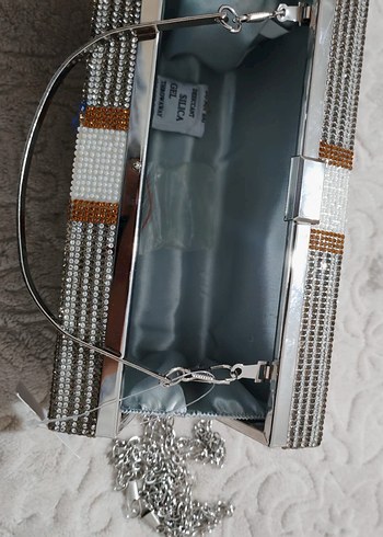 Pul İşlemeli Gri Kadın Portföy Çanta - Görsel 5