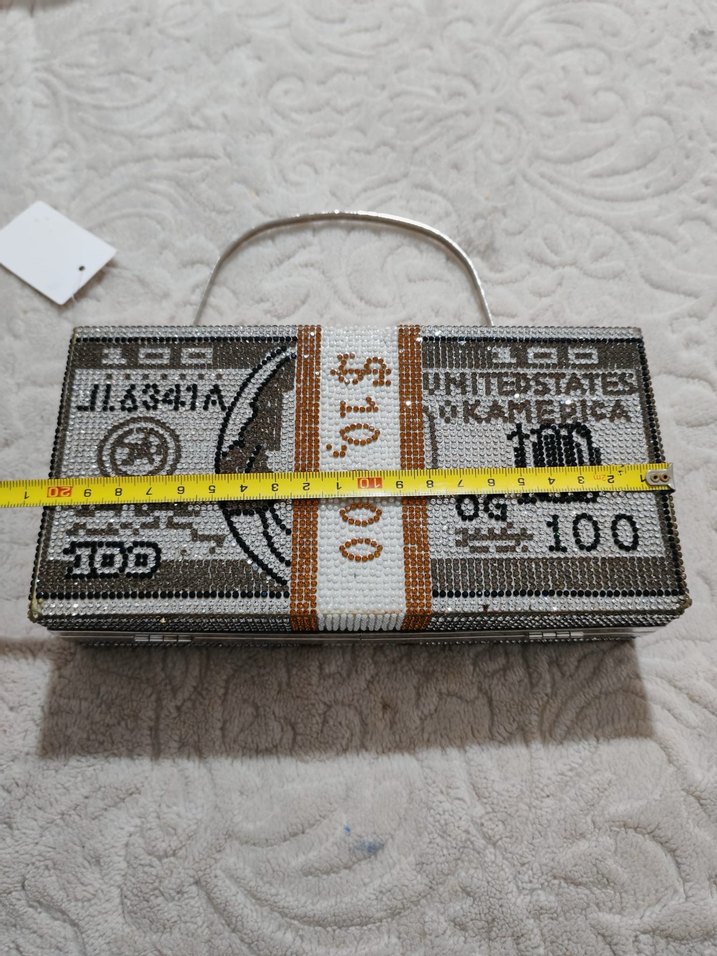 Pul İşlemeli Gri Kadın Portföy Çanta - Görsel 2