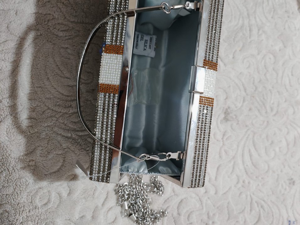 Pul İşlemeli Gri Kadın Portföy Çanta - Görsel 5