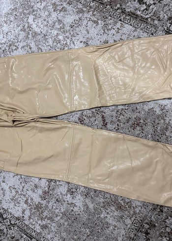 Bej suni deri Kadın Pantolon - Görsel 3