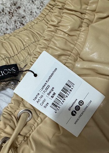 Bej suni deri Kadın Pantolon - Görsel 5