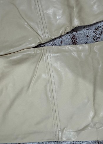 Bej suni deri Kadın Pantolon - Görsel 4