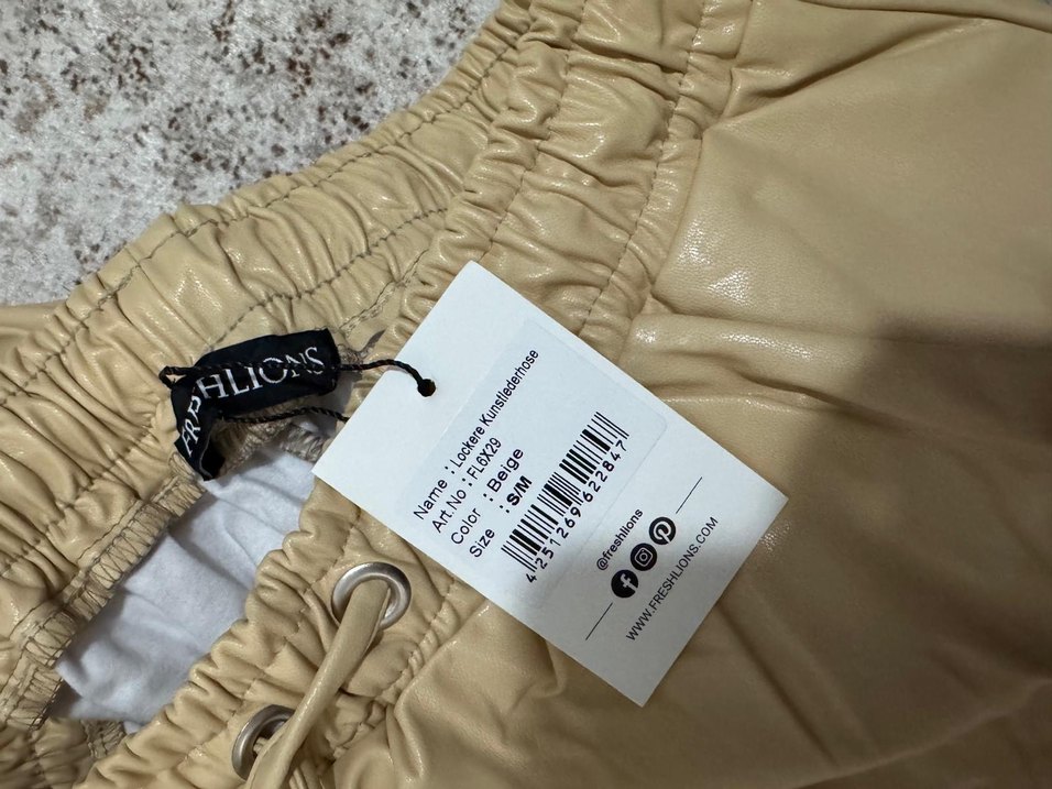 Bej suni deri Kadın Pantolon - Görsel 5