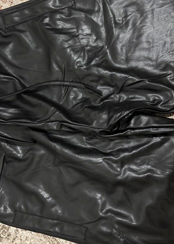 Siyah Deri Kadın Pantolon, - Görsel 2