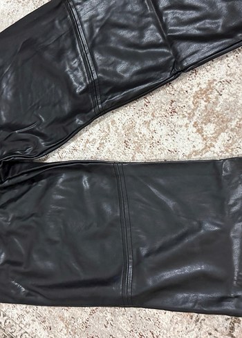Siyah Deri Kadın Pantolon, - Görsel 5