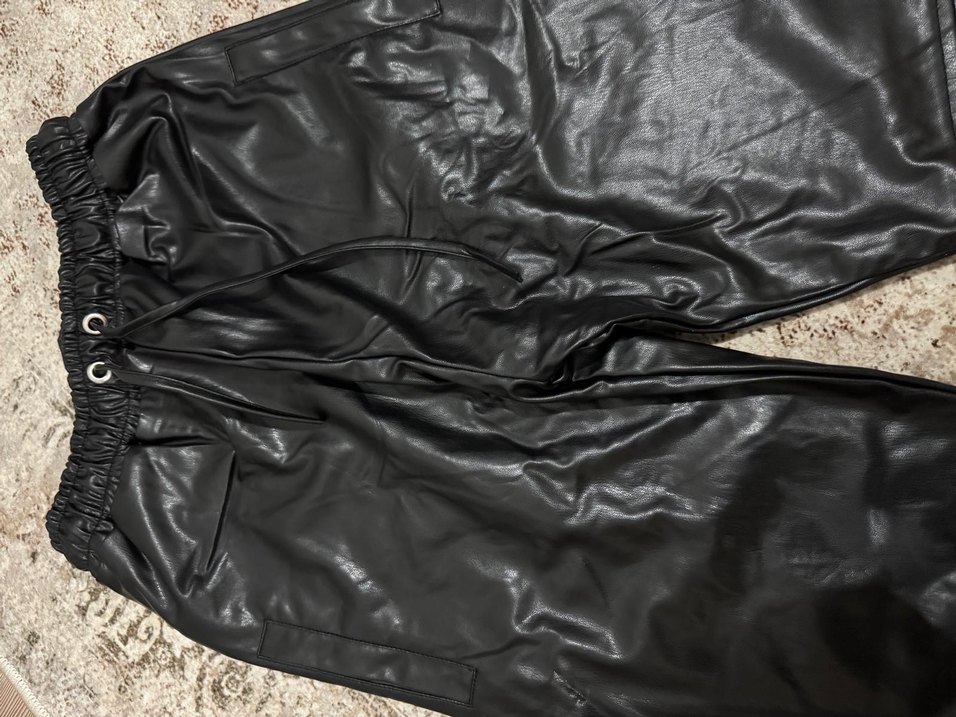 Siyah Deri Kadın Pantolon, - Görsel 2