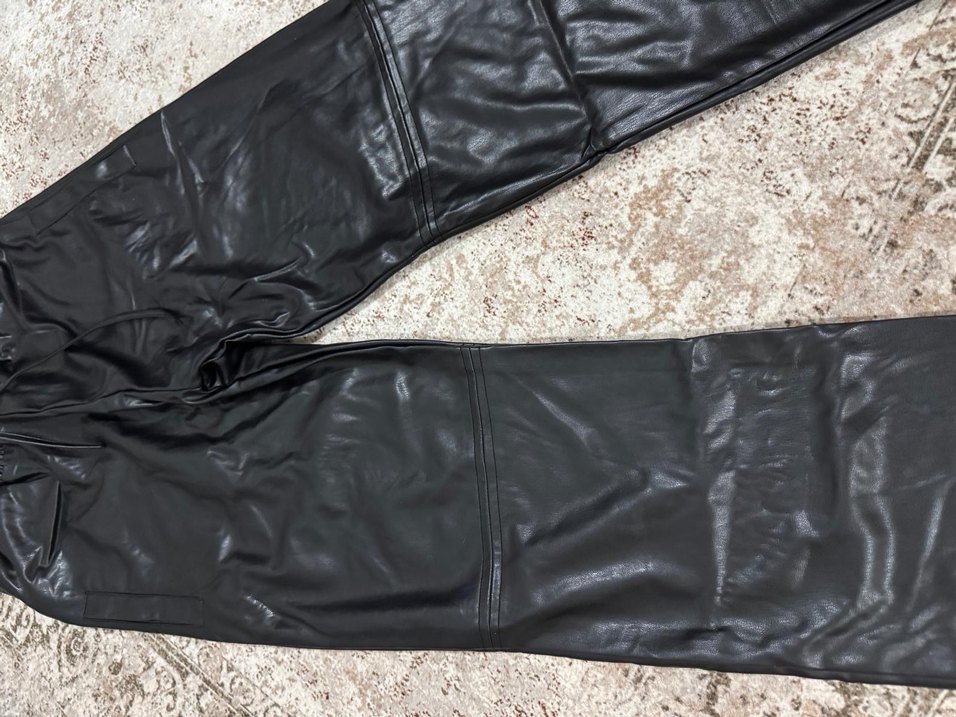 Siyah Deri Kadın Pantolon, - Görsel 5